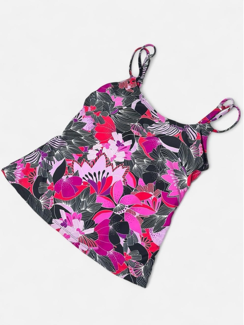 Vintage Y2K Tankini Top, Purple Pink Floral, Size X Small